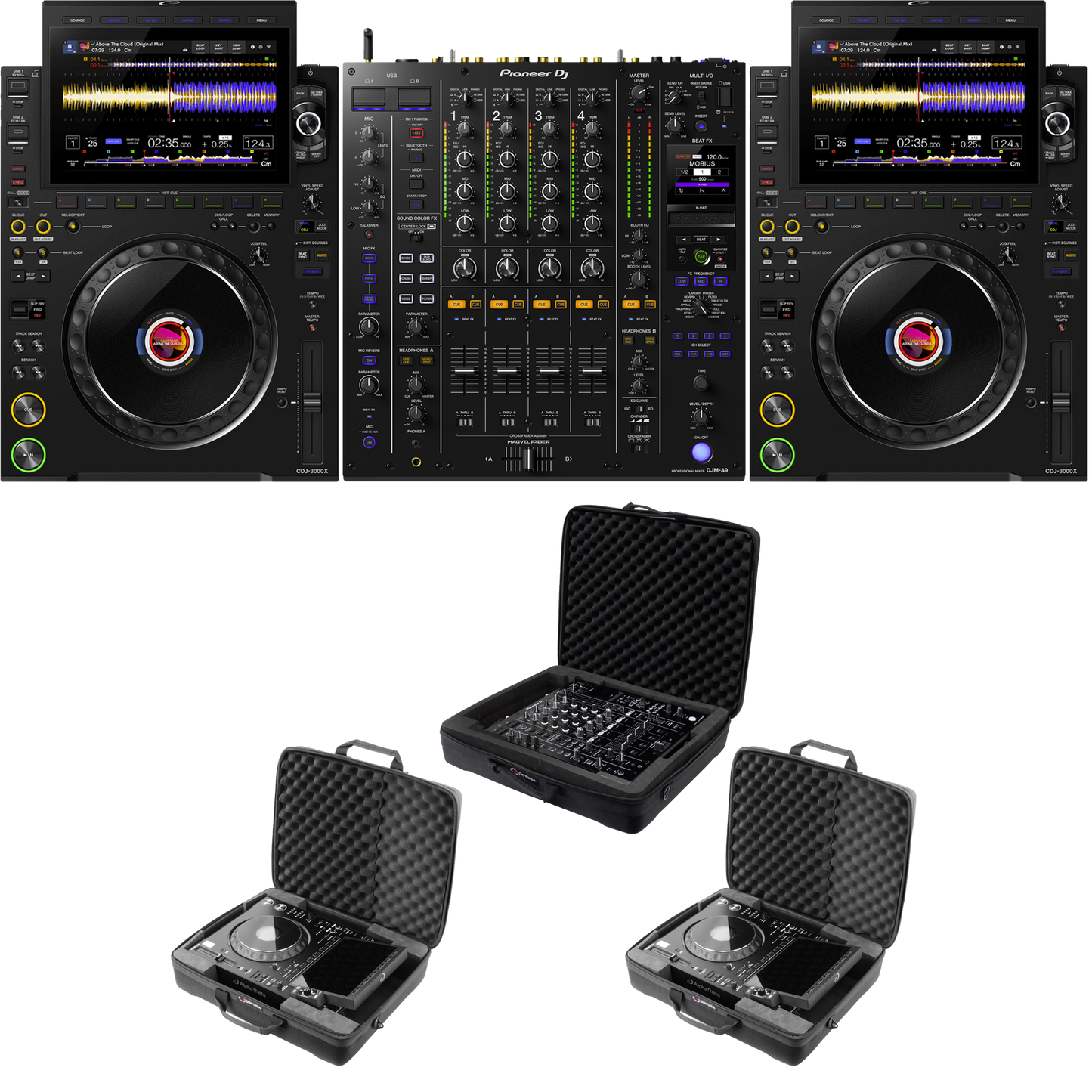 DJ Performance Bundle: 2× CDJ-3000X + DJM-A9 with EVA Cases